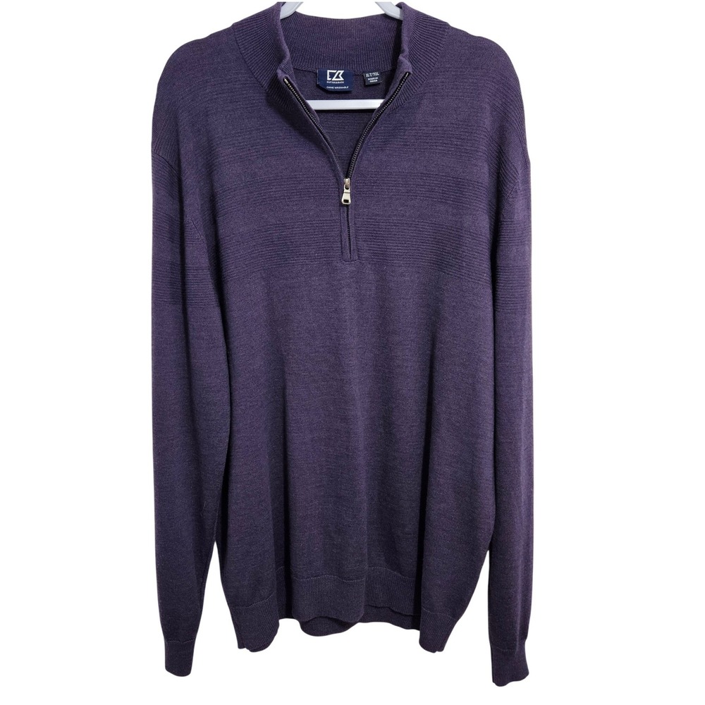 Cutter & Buck Mens Merino Wool Blend Quarter Zip Pullover Sweater Jumper XLT